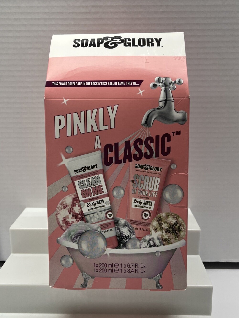 Soap & Glory Pinkly A Classic Body Wash 8.4oz & Body Scrub 6.7oz Rose & Bergamot